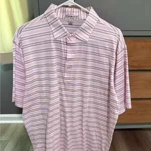 Peter Millar Men's Pink Striped Polo Shirt